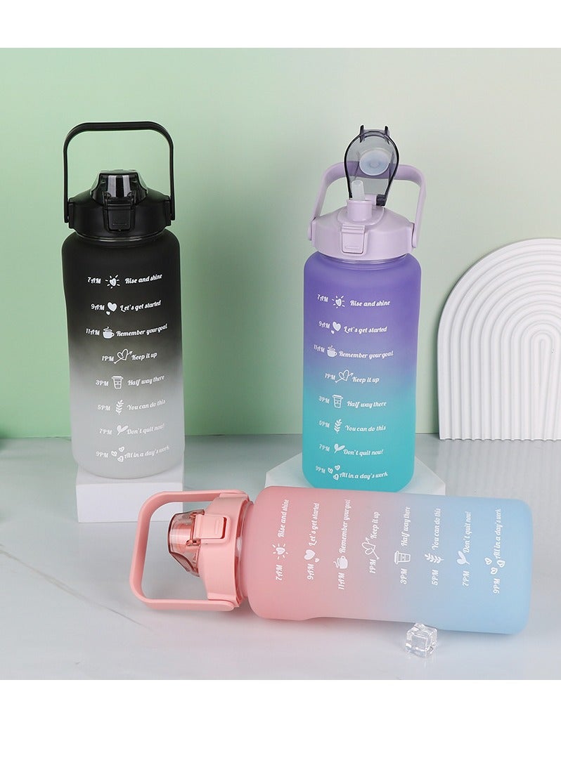 Generic Water Bottle 2l BPA Free Motivational Drinking Bottle with Straw Gym Jug with Time Marker Portable Leak Proof Canteen 2 Liter Women Men Water Jug for Running, Gym, Yoga, Outdoors and Camping - Image 2