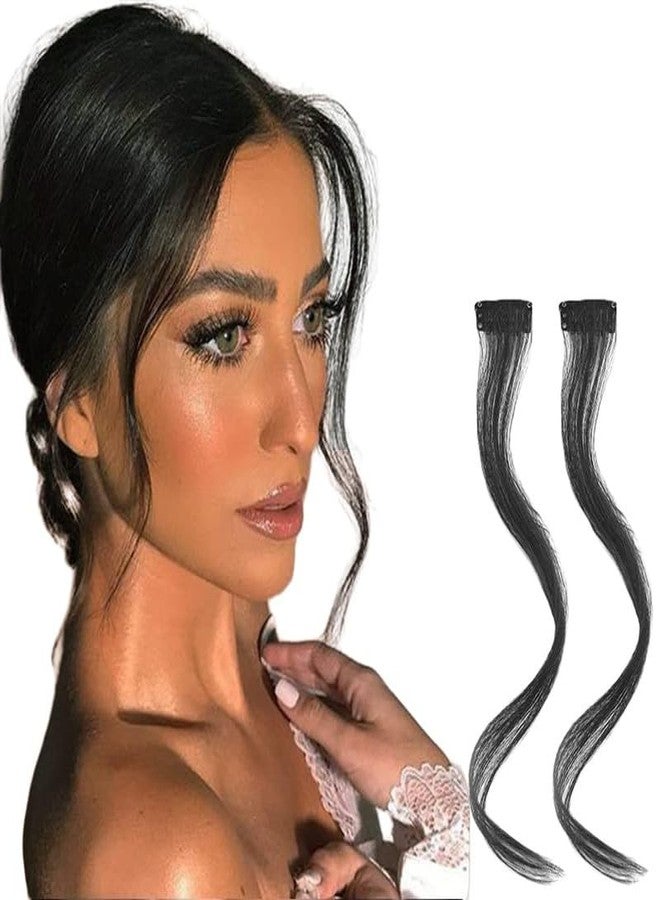CHANDERKASH 2Pcs, 6Inchs Clip On Curtain Bangs Extension Hair/Real Hair Clip Hair Extensions - Image 1