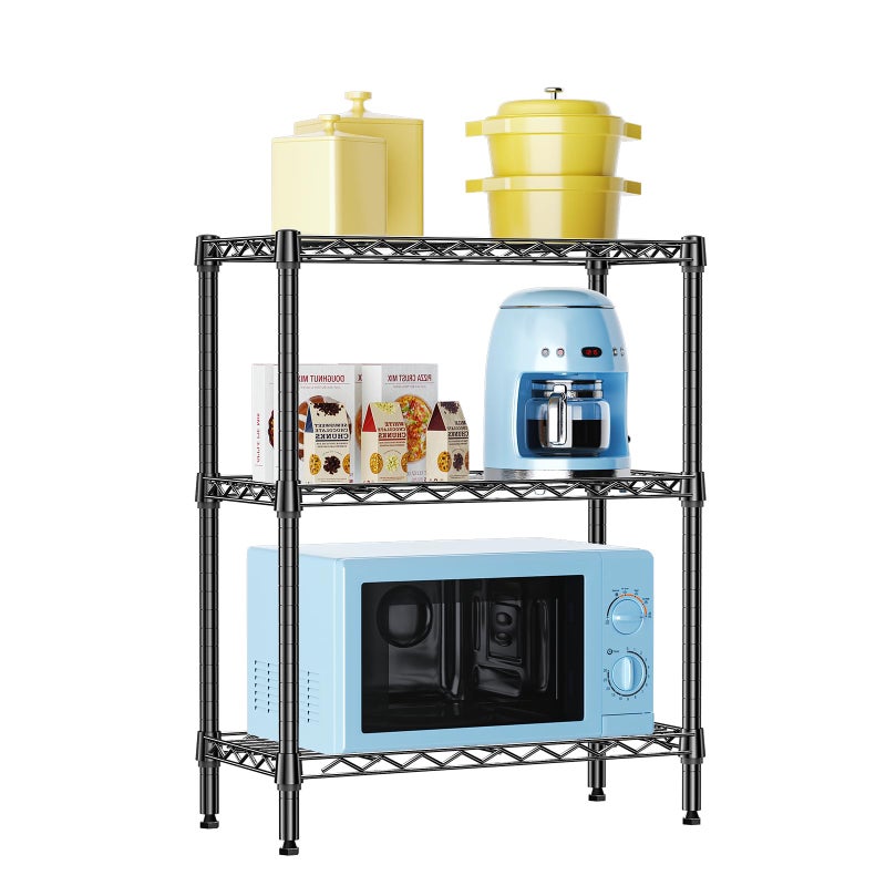 IZEUK 3 Tier Heavy Duty Steel Storage Shelves, Metal Shelf Wire Shelving Rack for Pantry, Kitchen, Cloakroom or Office Organization (11.8" D x 25.6" W x 31.5" H, 750LBS, Black) - Image 1