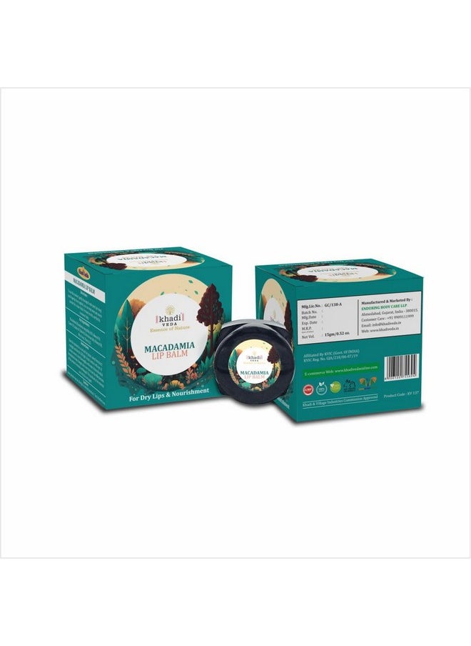 khadi veda - Macadamia Lip Balm 15Gm Tube For Intensive Lip Hydration For All Long Day Suitable For Unisex - Image 1