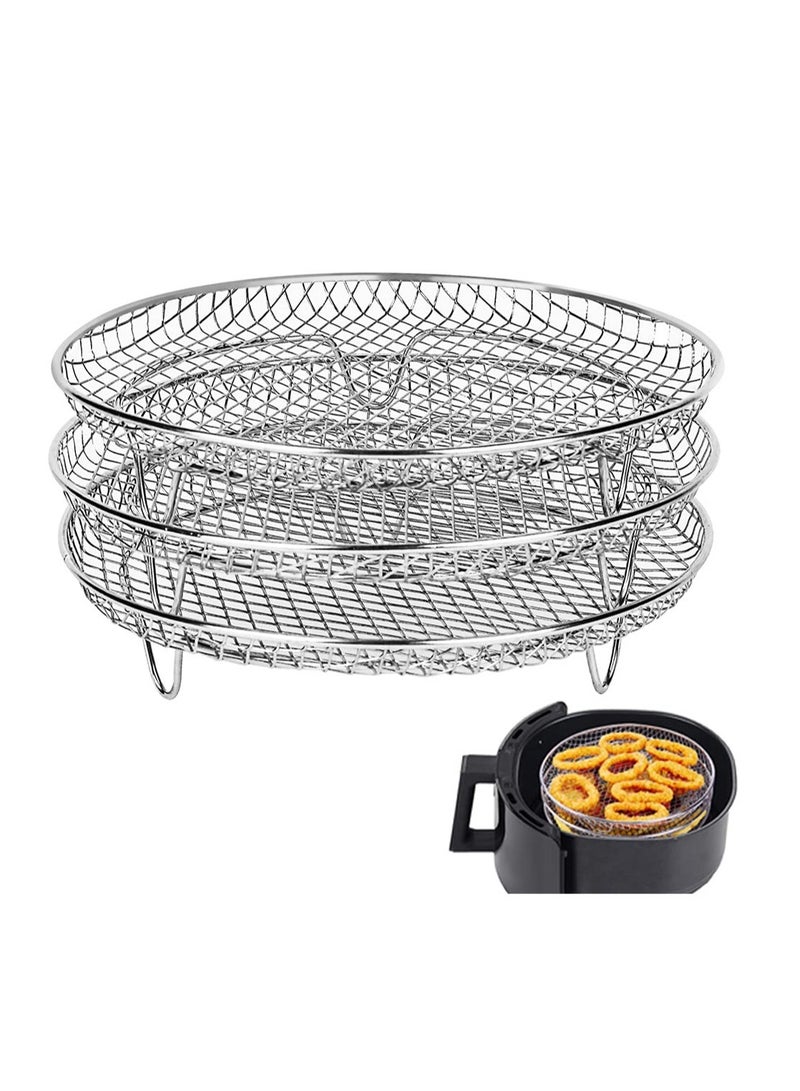 Air Fryer Three Stackable Dehydrator Racks Stainless Steel Air Fryer Rack Fit all 4.2QT - 5.8QT Air fryer Oven Press Cooker Air Flow Racks  - Image 1