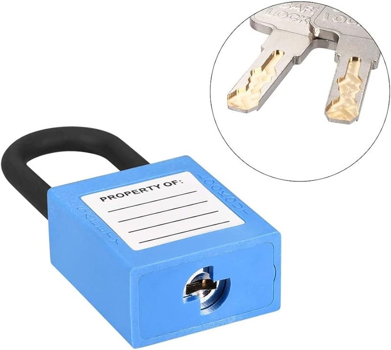 Lockout Tagout Safety Padlock Blue Nylon Shackle 2Pcs Keyed Different 1 1 2 Inch - Image 3