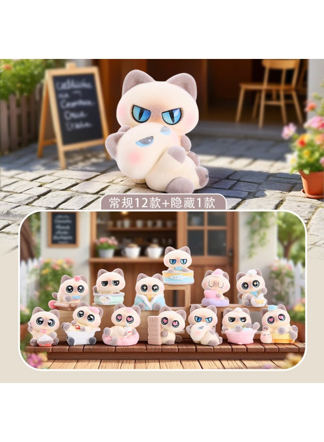 Creative Cartoon Cute Kitten Figurine, Worry-free Golden Cat, Internet Celebrity Hot Item, Blind Box Home Decoration