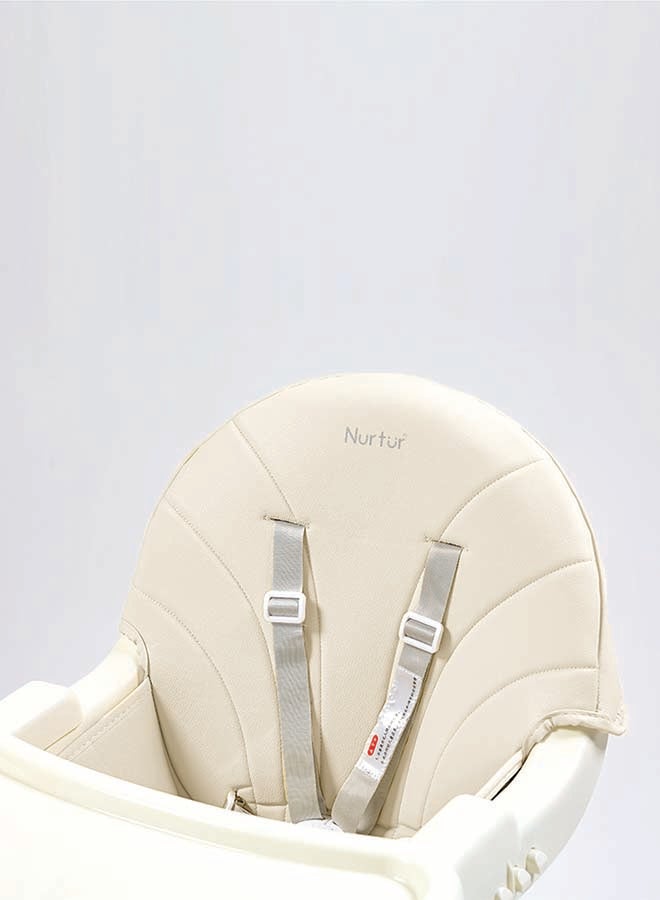 Nurtur 2 in 1High chair, adjustable height, wooden finish, with padded cushioning, Detachable Tray, footrest included - Beige - Image 5