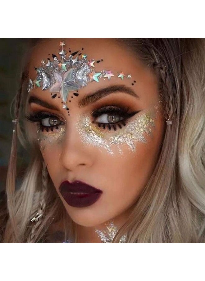 LUDRESS - Ludress Crystal Face Stickers Star Face Glitter Mermaid Festival Body Jewels Face Gems Sparkly Body Stickers Halloween Party Body Jewels Accessories for Women and Girls (White) - Image 1