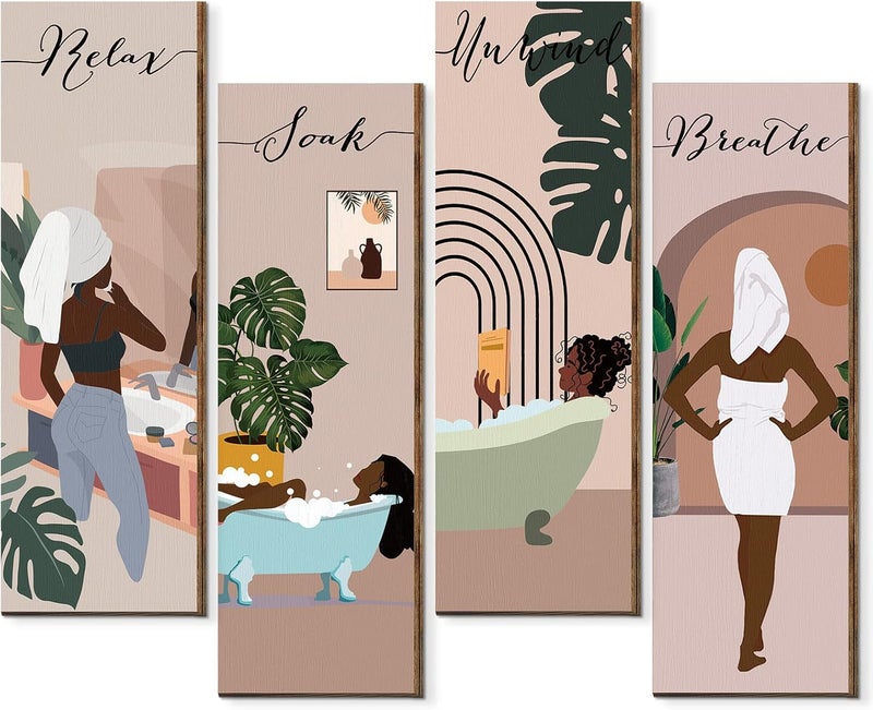 Yulejo Relax Soak Unwind Breathe Bathroom Wall Art Set - Image 1