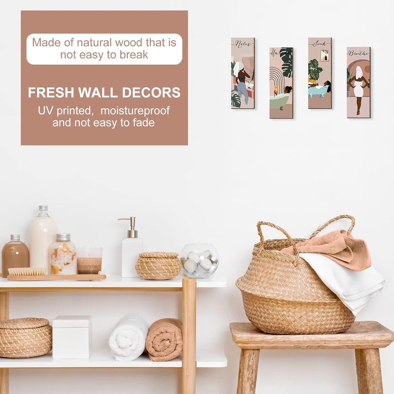 Yulejo Relax Soak Unwind Breathe Bathroom Wall Art Set - Image 3