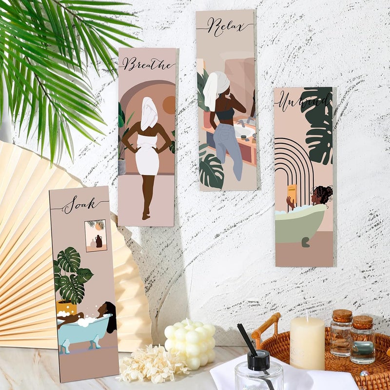 Yulejo Relax Soak Unwind Breathe Bathroom Wall Art Set - Image 4