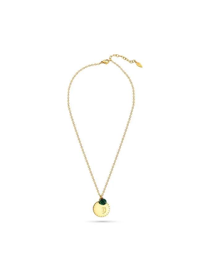 بوليس Ellipse Silver Necklace with Gold Plated Logo for Women's