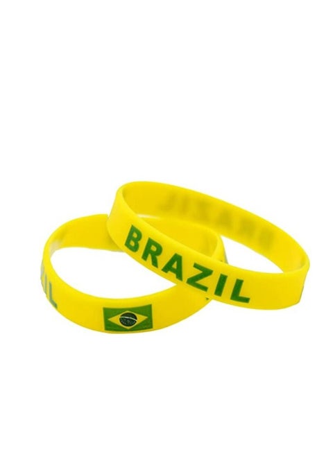 2 pcs of Brazil Soccer Silicone Wristbands Sports Accessories for Unisex Sports Fan