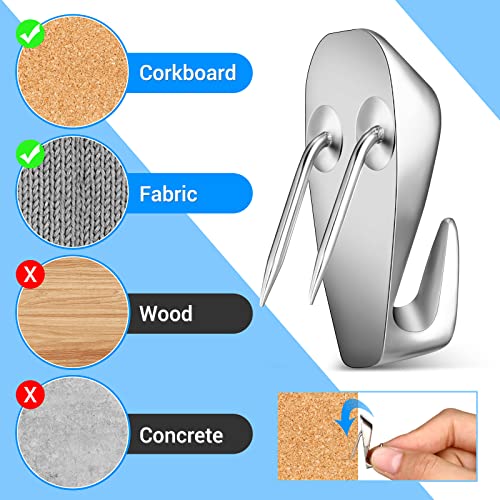 LEIFIDE Cubicle Hooks Fabric Panel Wall Hooks Cubicle Clips Picture Hangers for 40 Lbs Office Home Kitchen Room Board Hanging Supplies(Silver,10 Pieces) - Image 3
