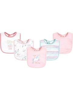 hudson baby Hudson Baby Unisex Baby Cotton Bibs, Glitter Unicorn, One Size  - Image 1