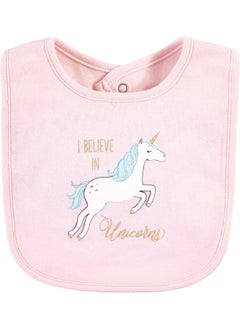 hudson baby Hudson Baby Unisex Baby Cotton Bibs, Glitter Unicorn, One Size  - Image 3