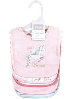 hudson baby Hudson Baby Unisex Baby Cotton Bibs, Glitter Unicorn, One Size  - Image 2
