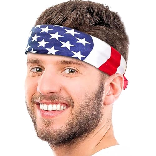 Amscan Bold  Stunning American Flag Polyester Bandana 20x20  1 Pc  Perfect for Outdoor Fashion  Patriotic Events