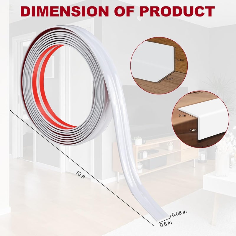 Kikerike Flexible Wall Corner Protector 08 in x 10 Ft White - Image 2
