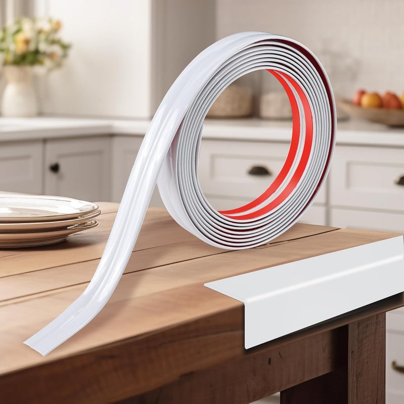Kikerike Flexible Wall Corner Protector 08 in x 10 Ft White - Image 1