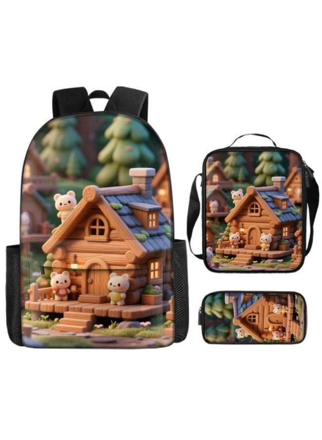 [Super new special offer] Cartoon theme bag three-piece set | double-shoulder + hand-held + storage pen bag | gift self-use good-looking - 1205  - Image 2