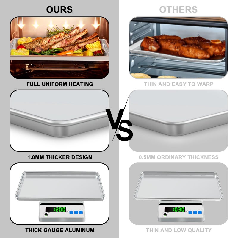 EWFEN 24 Inch Baking Sheet Pans with Rack Set, Natural Aluminum Cookie Sheet, Extra Large Commercial Quality Baking Sheet Pan Set, Warp Resistant Nonstick Thick Cookie Tray Pans for Baking, Roasting - Image 3