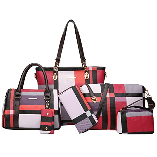 2E-youth Designer Purses and Handbags for Women Satchel Shoulder Bag Tote Top Handle Bag (2D-gezi6-red) - Image 1