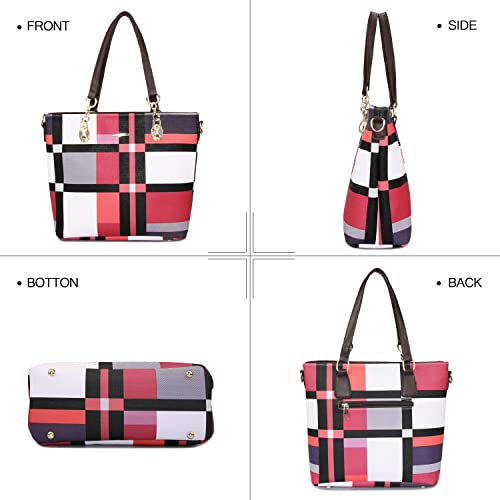 2E-youth Designer Purses and Handbags for Women Satchel Shoulder Bag Tote Top Handle Bag (2D-gezi6-red) - Image 4
