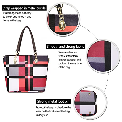 2E-youth Designer Purses and Handbags for Women Satchel Shoulder Bag Tote Top Handle Bag (2D-gezi6-red) - Image 5