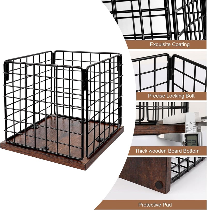 CAPHONT Coffee Pod Holder Basket, Coffee Holder Organizer with Wooden Base Sturdy Coffees Pod Holder Organizer for Kitchen Counter and Office Desktop (Square Grid) - Image 3