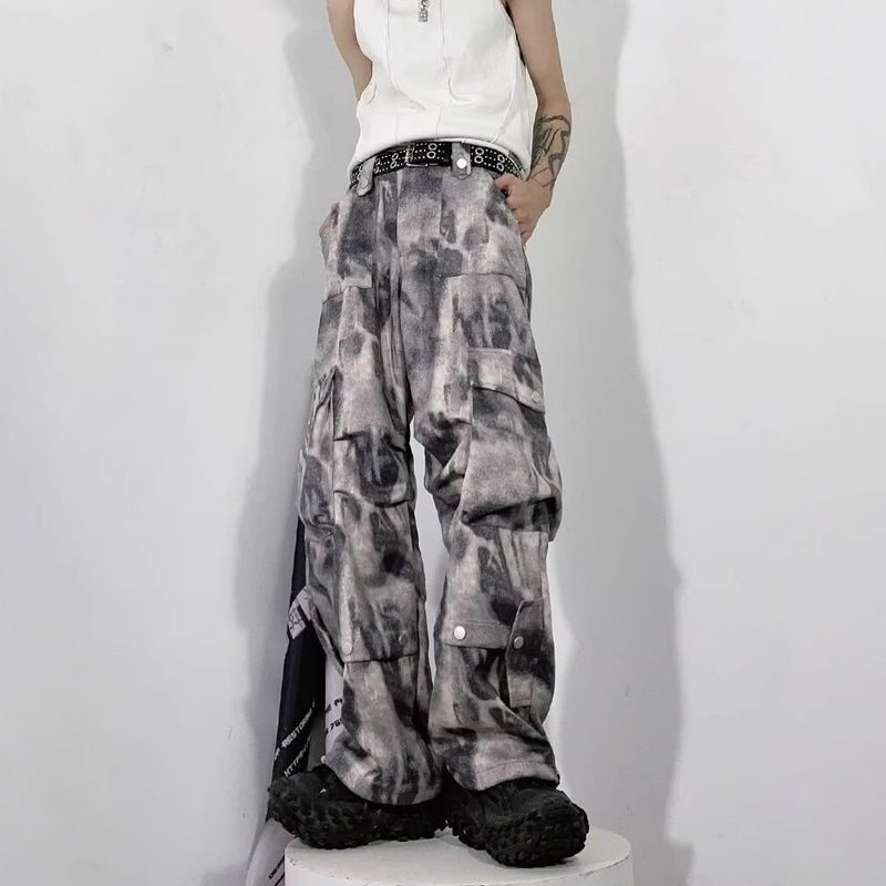 Hong Kong-Style Pleated American-Style Retro Crane Pants Camouflage Fashion Brand Hip-Hop Multi-Pocket Loose Wide-Leg Casual Pants - Image 1