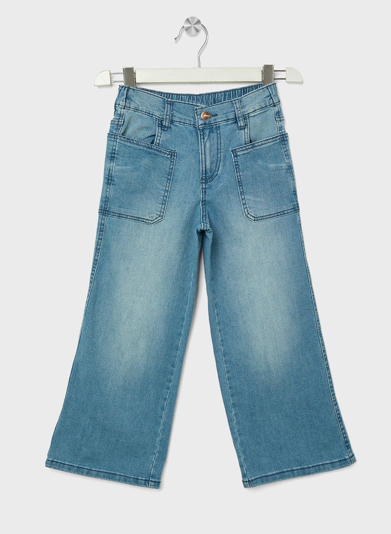 ريبلز مع نمشي جينز بناتي واسع الساق من الدنيم - Image 1