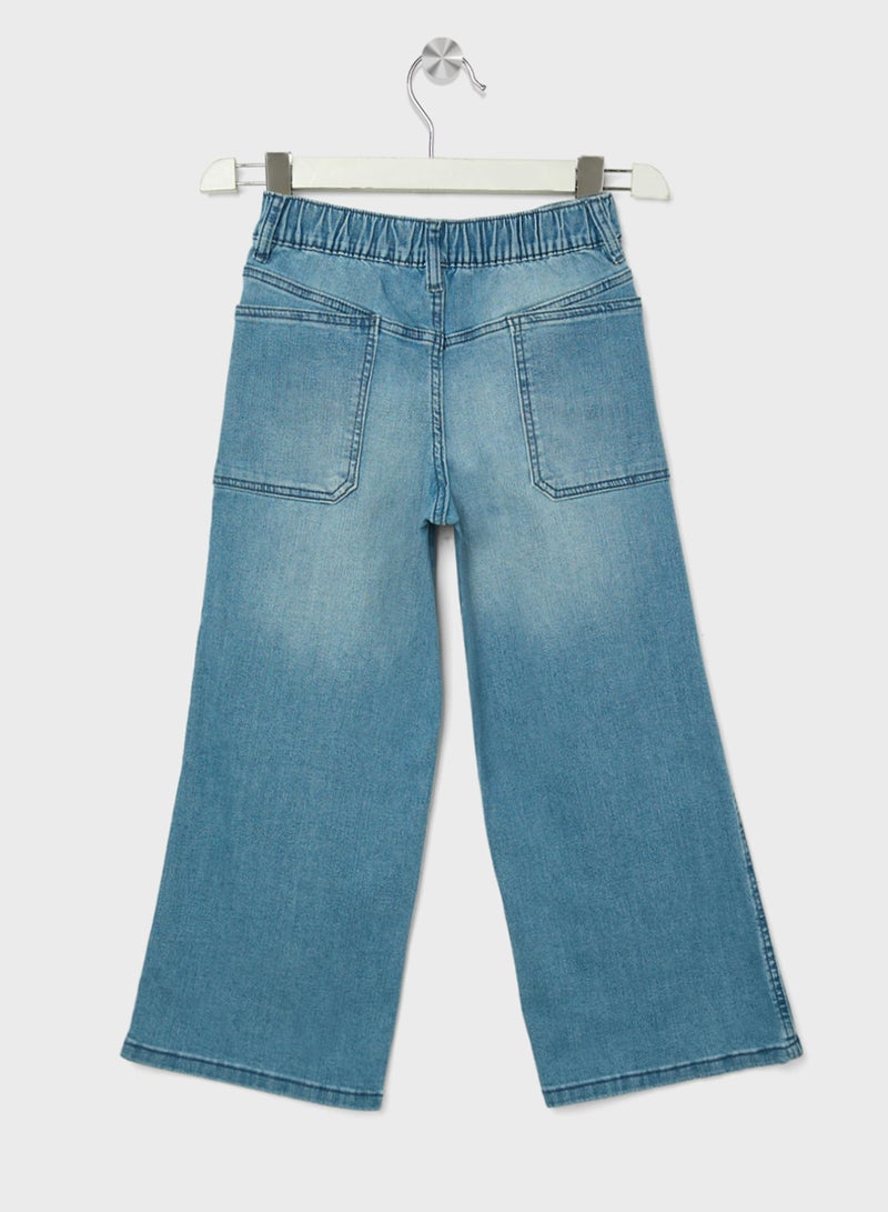 ريبلز مع نمشي جينز بناتي واسع الساق من الدنيم - Image 2