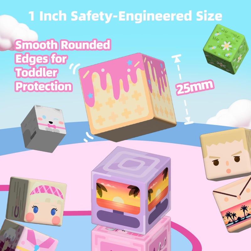 GobiDex 100PCS Magnetic Blocks Princess Building Toys for Girls 3+, Magnet Pink Castle STEM Sensory Playsets for Toddler Kids Birthday Gifts - Image 4