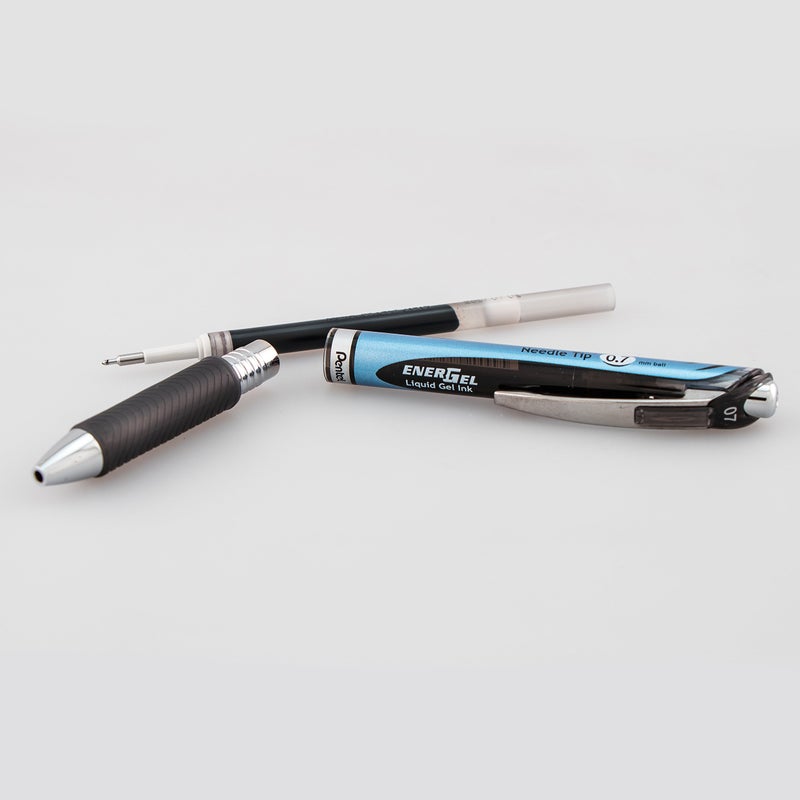 Pentel EnerGel RTX Retractable Liquid Gel Pen, (0.7mm), Medium Line, Needle Tip, Black Ink, Pack of 3 (BLN77BP3A) - Image 5