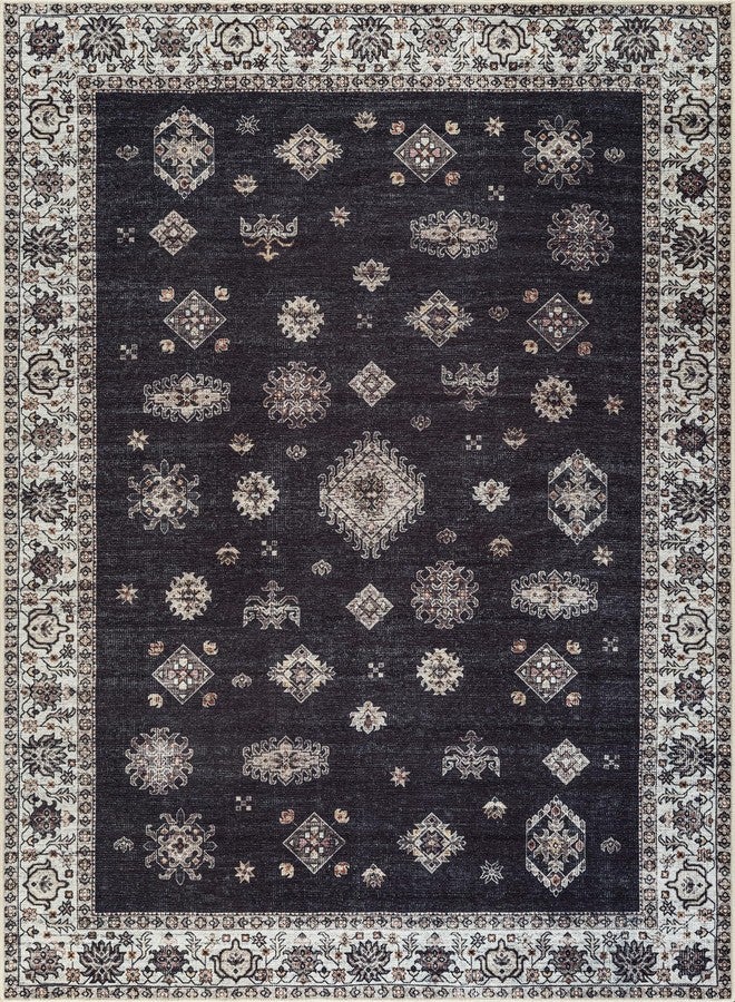Bloom Rugs Washable Non-Slip 4' x 6' Rug - Black/Ivory Traditional Area Rug for Living Room, Bedroom, Dining Room, and Kitchen - Exact Size: 4' x 6' - Image 3