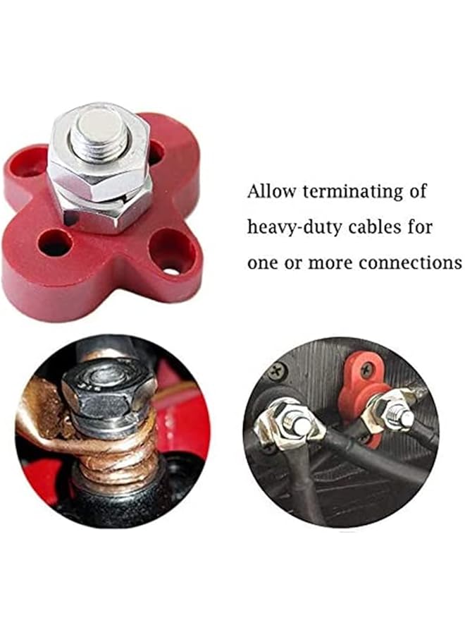 SYOSI Bus Bar Power Distribution Block, Junction Block 3/8" Positive Single Power Junction Post Insulated Terminal Stud Heavy Duty 48V For Auto, 2 Pack (Red+Black) - Image 5