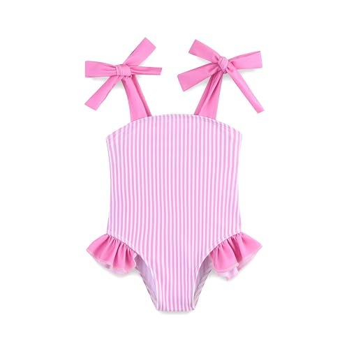 Bibimom Baby Girl Swimsuit 6-9 Months Pink Stripe Tankini Infant Travel Beach Swimwear - Image 1