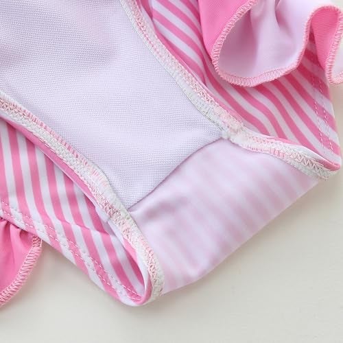 Bibimom Baby Girl Swimsuit 6-9 Months Pink Stripe Tankini Infant Travel Beach Swimwear - Image 2