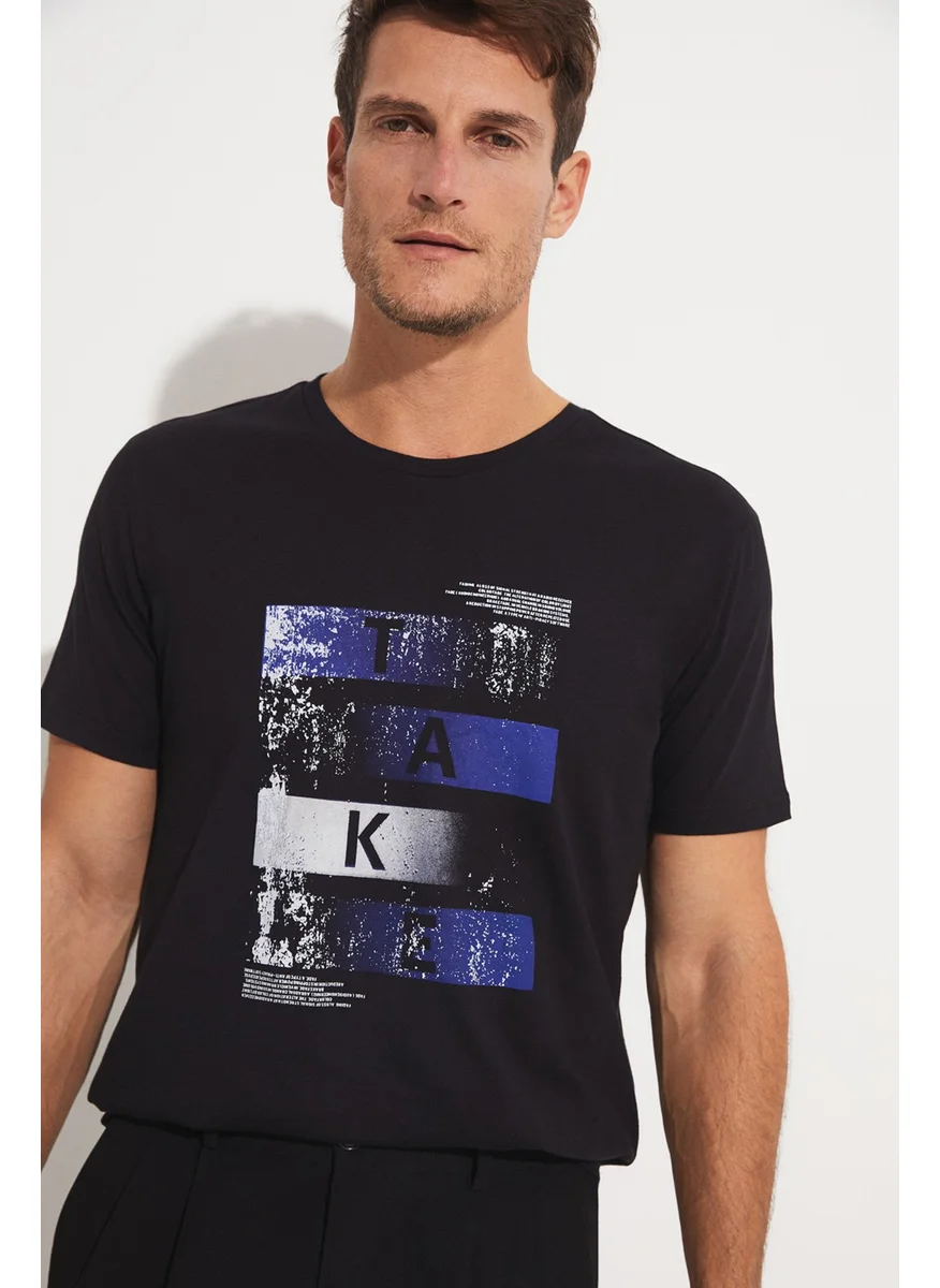 جون Men's Regular Fit 100% Cotton Printed Crew Neck T-Shirt