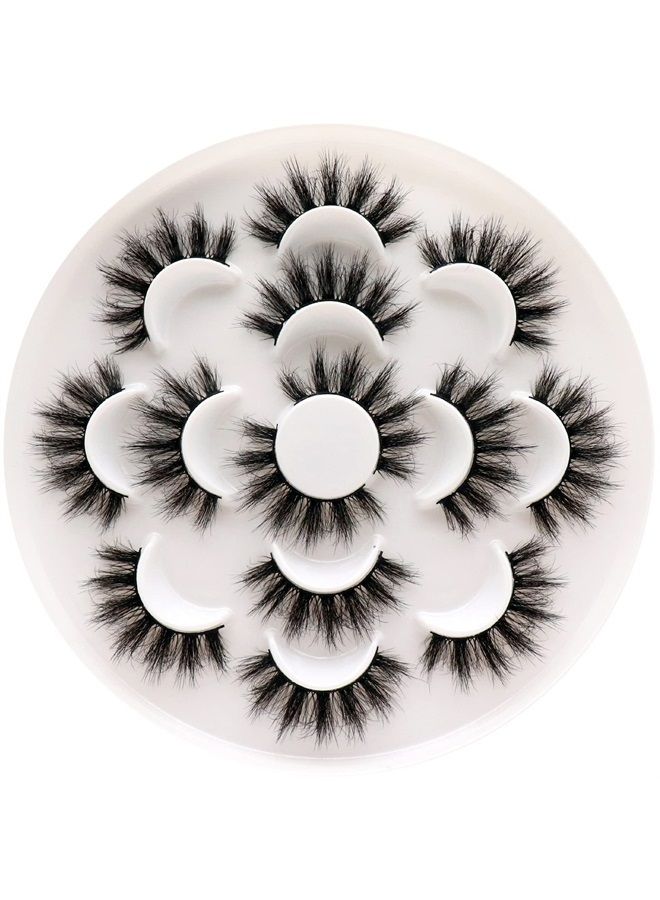 Veleasha Lashes Pack 7 Pairs Mink Lashes Look 20mm Fluffy False Eyelashes Wispy Volume 8D Eye Lashes Vegan Fake Eyelashes | Cat Eye - Image 1