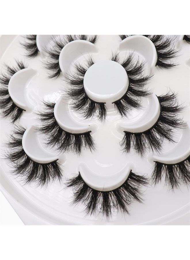 Veleasha Lashes Pack 7 Pairs Mink Lashes Look 20mm Fluffy False Eyelashes Wispy Volume 8D Eye Lashes Vegan Fake Eyelashes | Cat Eye - Image 3