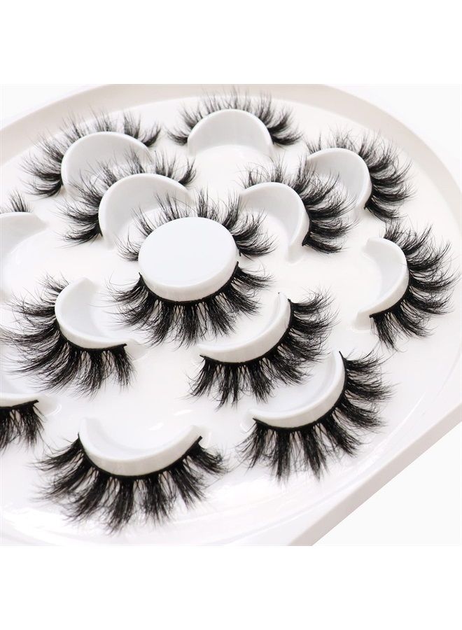 Veleasha Lashes Pack 7 Pairs Mink Lashes Look 20mm Fluffy False Eyelashes Wispy Volume 8D Eye Lashes Vegan Fake Eyelashes | Cat Eye - Image 2