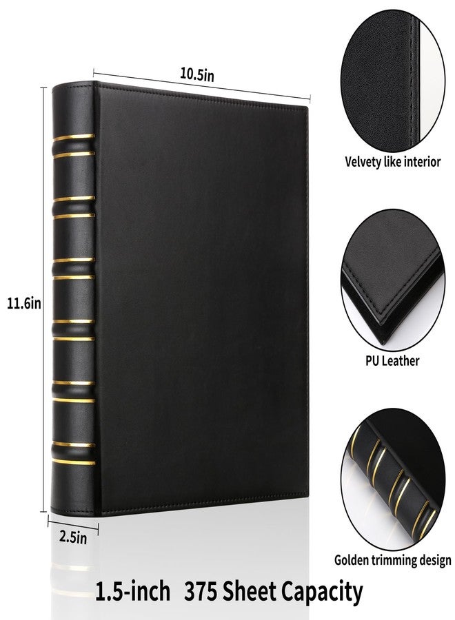 LETVPVOW 2 Pcs Vintage Hardback 3 Ring Binder 1.5 Inch, Professional Leather Binder 3 Ring, Three Ring Binders Fits 8.5 x 11, D Ring Binders for Home, School and Office- (1 Black and 1 Dark Green) - Image 2