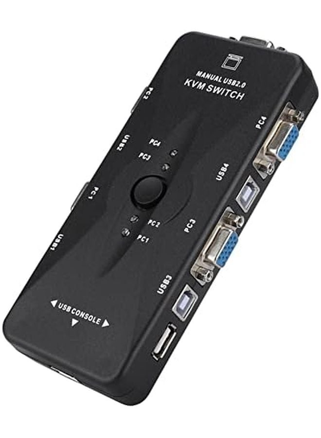 4 Port USB KVM Switch with SVGA VGA DisplayPort for Multi Computer Monitor Connectivity - Image 1