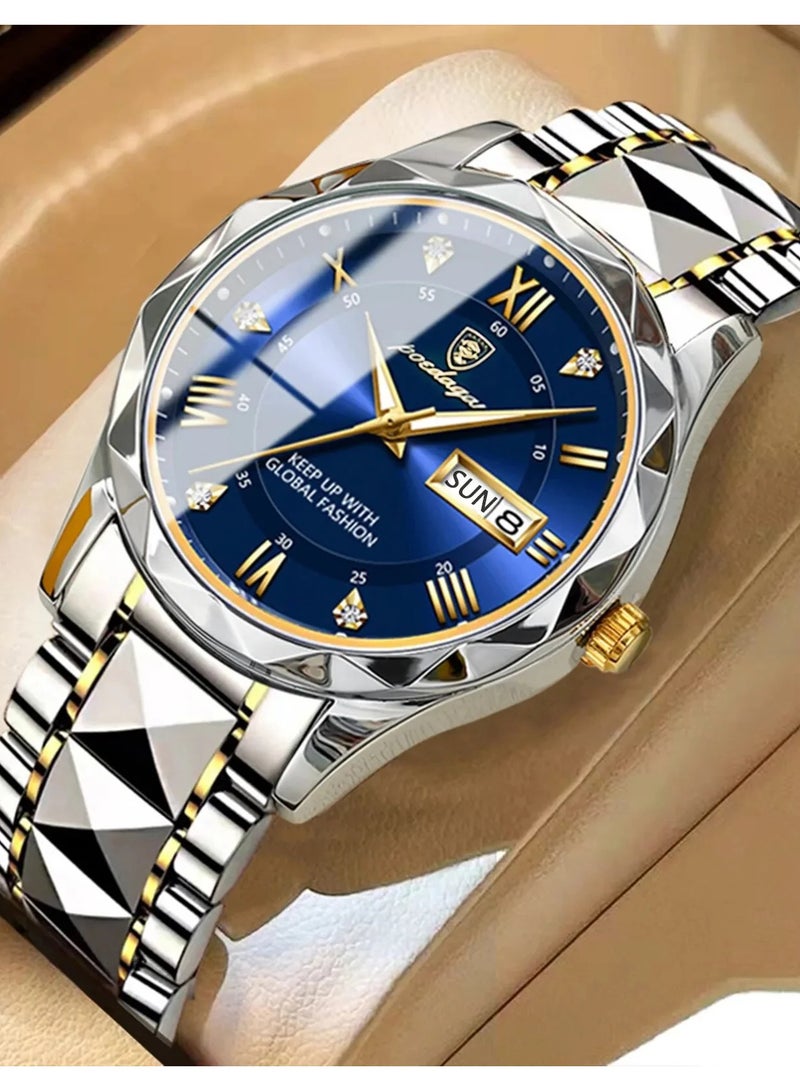 پوداجار ساعة رجالية مقاومة للماء ومضيئة، ساعة رجالية كوارتز، ساعات يد رجالية، ساعة رجالية أنيقة للأعمال - Image 1