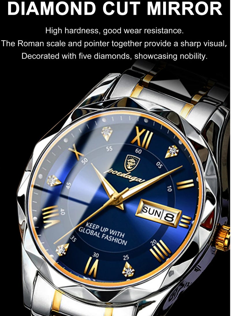 پوداجار ساعة رجالية مقاومة للماء ومضيئة، ساعة رجالية كوارتز، ساعات يد رجالية، ساعة رجالية أنيقة للأعمال - Image 4