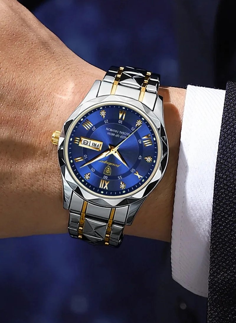 پوداجار ساعة رجالية مقاومة للماء ومضيئة، ساعة رجالية كوارتز، ساعات يد رجالية، ساعة رجالية أنيقة للأعمال - Image 2