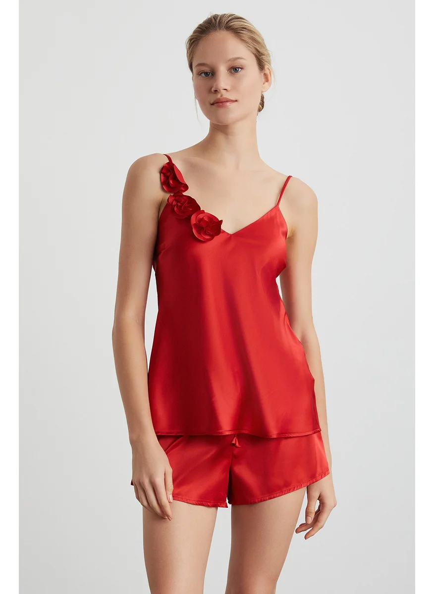 كوم Rose Satin Tank Top