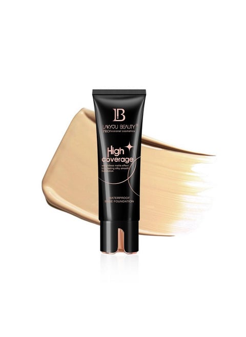 Lakyou Beuty High Coverage Foundation Cream | Weightless | Matte Effect | Long Lasting | Waterproof Base Foundation | Shade-04 (Natural Nude) | 80Ml