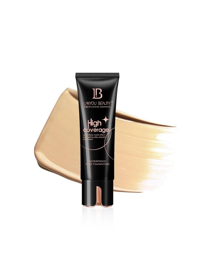 LAKYOU BEAUTY Lakyou Beuty High Coverage Foundation Cream | Weightless | Matte Effect | Long Lasting | Waterproof Base Foundation | Shade-04 (Natural Nude) | 80Ml  - Image 1