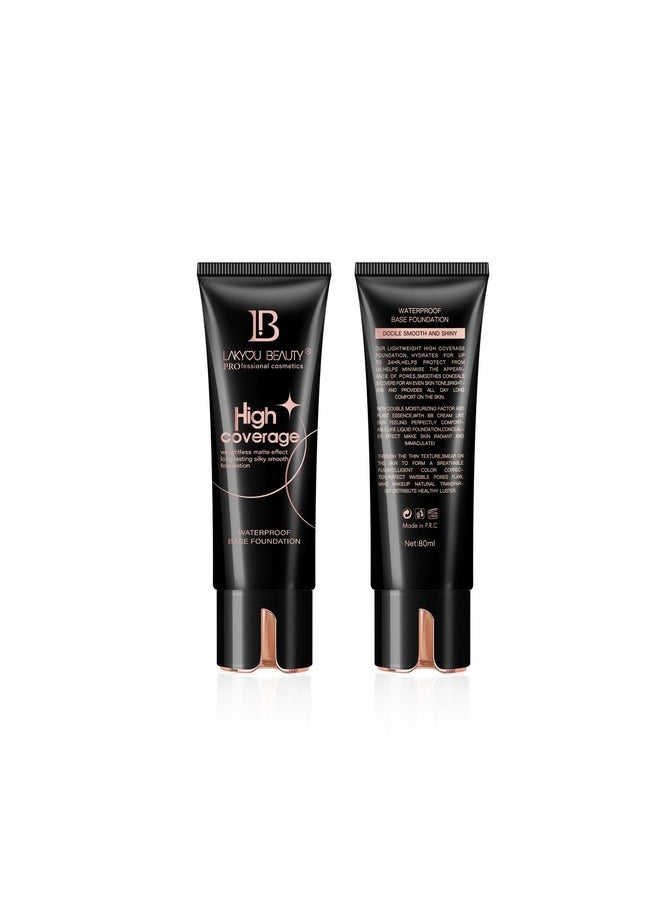 LAKYOU BEAUTY Lakyou Beuty High Coverage Foundation Cream | Weightless | Matte Effect | Long Lasting | Waterproof Base Foundation | Shade-04 (Natural Nude) | 80Ml  - Image 2
