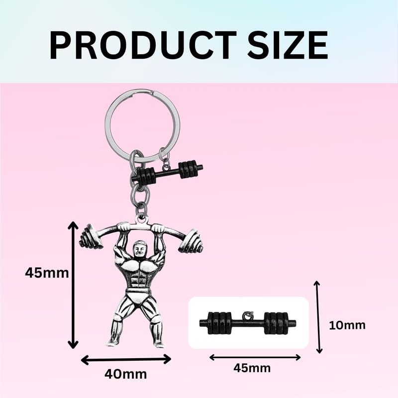 M Men Style Fitness Gym Keychain Bodybuilder Gifts for Men Motivational Workout Keychain Gifts for Gym Lover Inspirational Bodybuilding Keychains Trainer Gift Silver and Black SKeyCom2024161 - Image 2